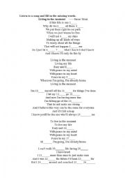 English Worksheet: living in the moment