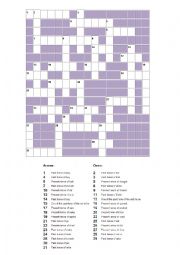 English Worksheet: Regular and irregular verbs crossword