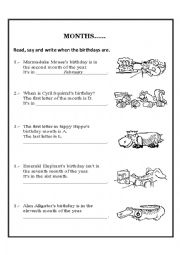 English Worksheet: months