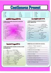 Present Continuous Worksheet 