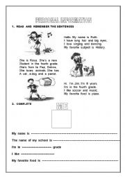 English Worksheet: personal information