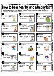 English Worksheet: SHOULD/SHOULDNT -CHILDREN ACTIONS