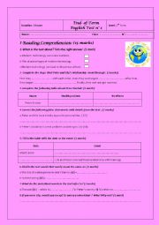 English Worksheet: Second form end -of- term 1 test