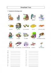 English Worksheet: Breakfast Times