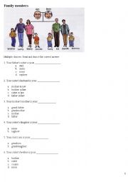 English Worksheet: family member Quiz