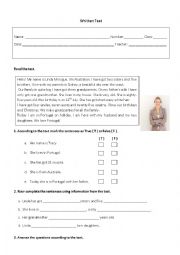 English Worksheet: family description