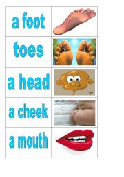 English Worksheet: Body parts - cards 2 of 5