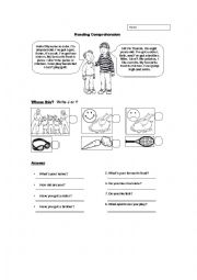 English Worksheet: Reading Comprehension