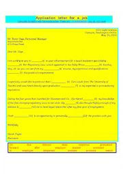 English Worksheet: Application letter for a job-gapfilling exercise with key