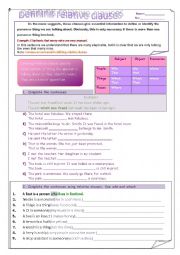 English Worksheet: defining relative clauses