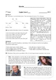 English Worksheet: Test 7th form