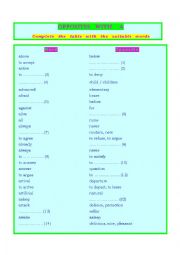 Opposites with  A - worksheet opposites - with key