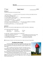 English Worksheet: test 7th form