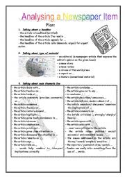 English Worksheet: Newspaper analysis