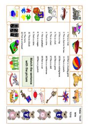 English Worksheet: This / That with Toys