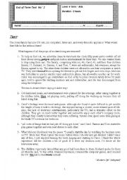 English Worksheet: reading, grammar & writing