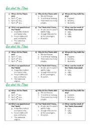 English Worksheet: Quiz about the Titanic-warmer.