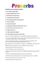 English Worksheet: proverb smatching exercise