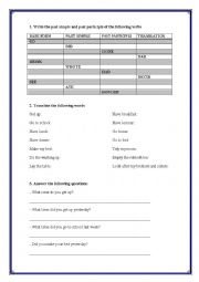 English Worksheet: Past simple 