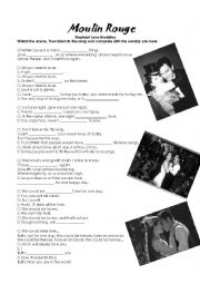 English Worksheet: VIDEO SESSION + LISTENING COMPREHENSION on LOVE and Relationships! Mouline Rouge