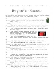 English Worksheet: Hogans Heroes: Praise the Fuehrer & Pass the Ammunition