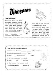 English Worksheet: Dinosaurs