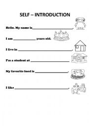 English Worksheet: self-introduction