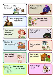 English Worksheet: Must we ... ?     (speaking cards )