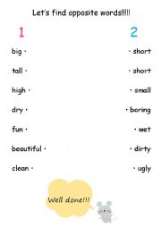 English Worksheet: lets find opposite words