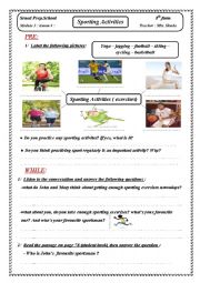 English Worksheet: SPORTING ACTIVITIES