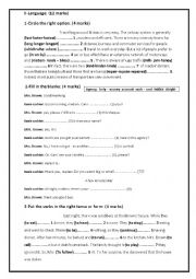 English Worksheet: TEST 3 8 TH FOR