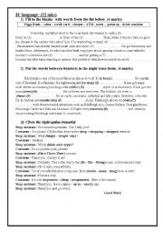 English Worksheet: TEST 3 8 TH FORM