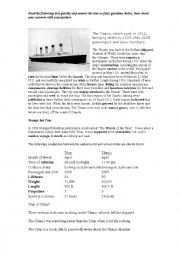 English Worksheet: The Titanic Reading