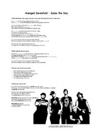 English Worksheet: Seize the Day by Avenged Sevenfold