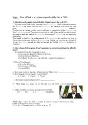 English Worksheet: Ben Affleck s Oscar 2013