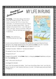 English Worksheet: Zorba the Greek, Three Readings