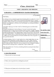 English Worksheet: Holidays reading comprehension
