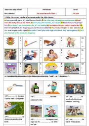 English Worksheet: You must / mustnt /be careful(part1)