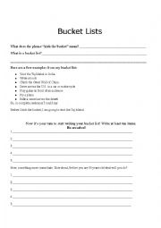 English Worksheet: Using future will to make a bucket list