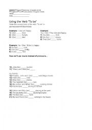 English Worksheet: To be exercises