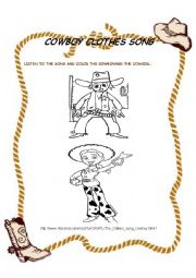 English Worksheet: COWBOY CLOTHES SONG