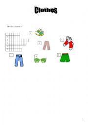 English Worksheet: Clothes-crossword