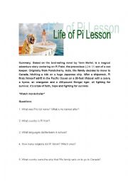 English Worksheet: Life of Pi