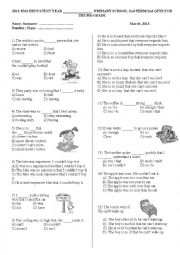 English Worksheet: 8th Grade Quiz