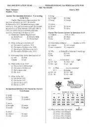 English Worksheet: 7th Grade Quiz on Simple Past