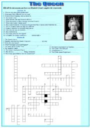 English Worksheet: Crosswords on Elizabeth II (with KEY)