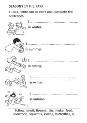 English Worksheet: seasons in the park