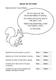 English Worksheet: relax in the park