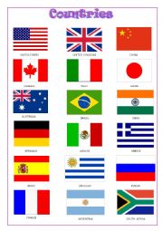 English Worksheet: Countries & flags