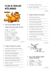 English Worksheet: to be and have got with animals